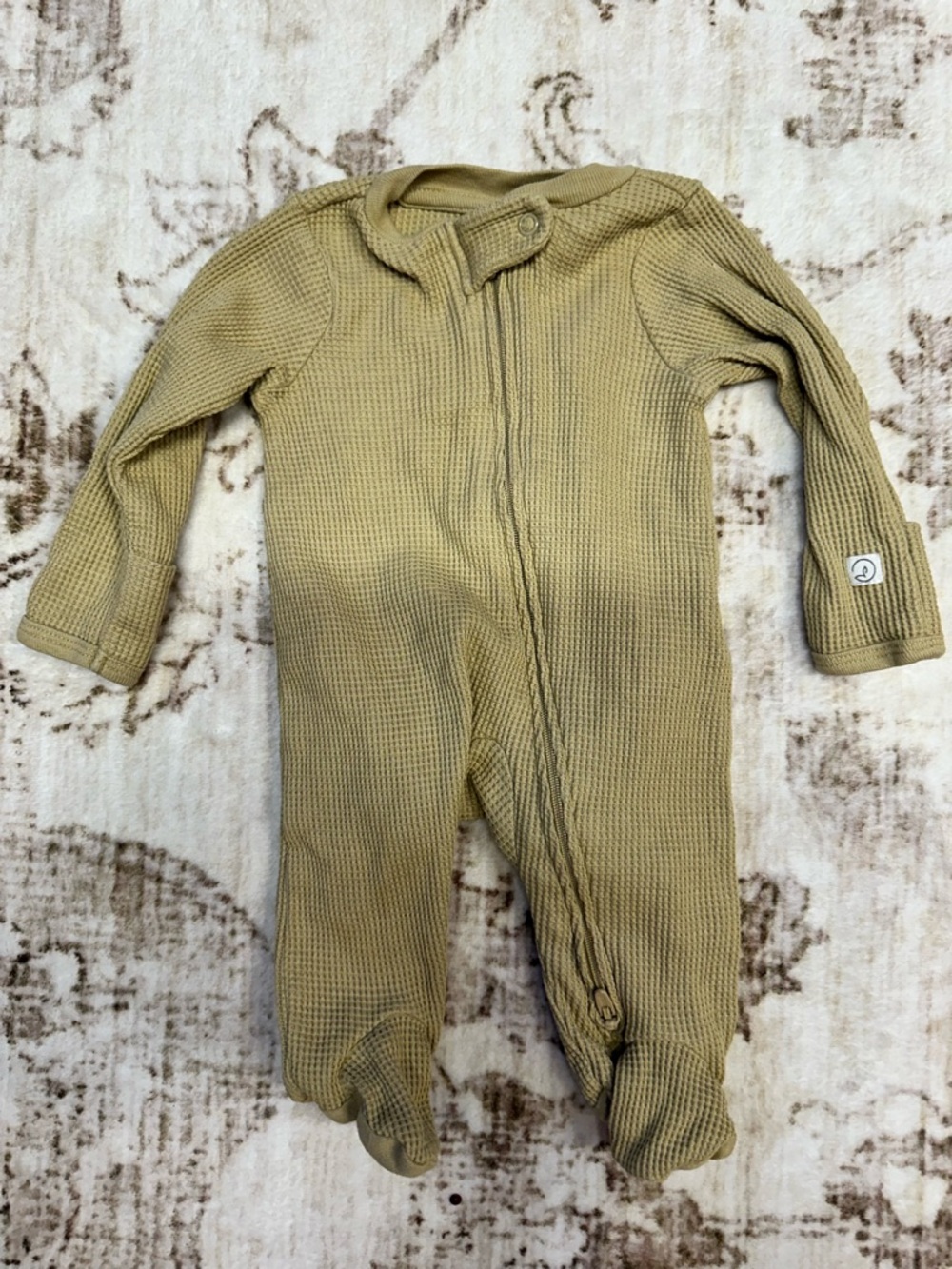 Little Planet Organic by Carters Neutral Waffle Knit Footed One-Piece - Beige